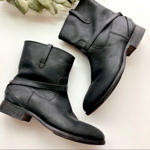 Frye Harness Short Black Leather Boots